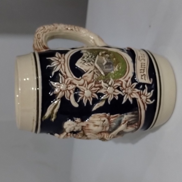 Beer Stein mug couple with church theme blue and cream - Picture 1 of 9